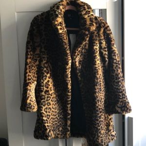Leopard faux-fur jacket